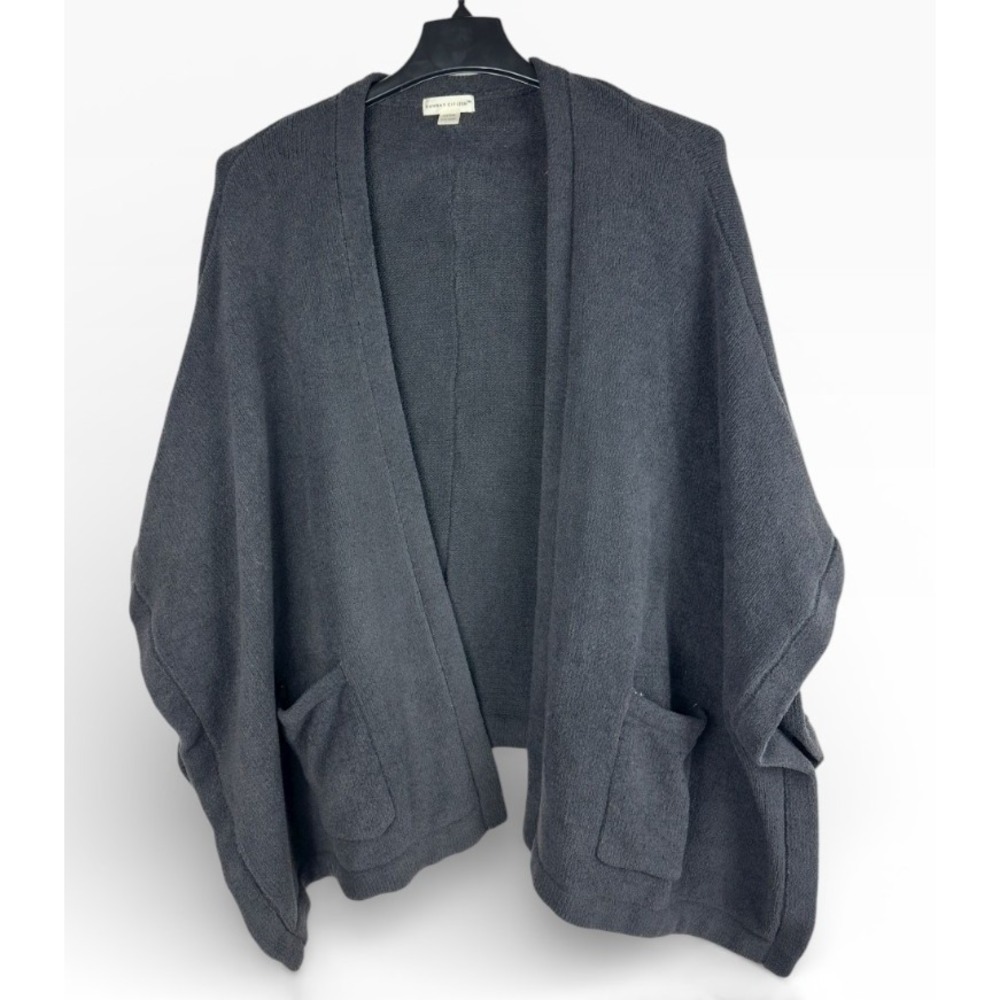 Sunday Citizen Pocket Poncho Wrap OSFM Charcoal Gray Chenille Loungewear Cozy - Picture 10 of 10
